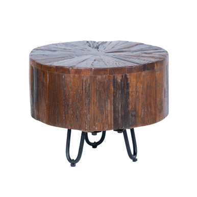 Round Jungle Wood Side Table
