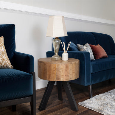 Round Mango Wood Side Table