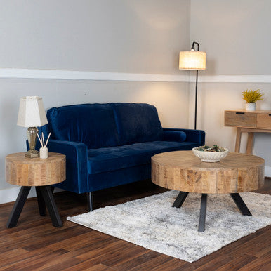 Round Mango Wood Side Table