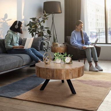 Round Mango Wood Coffee Table