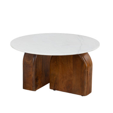 Solid Wood and Real Marble 36‚Äù Round Coffee Table