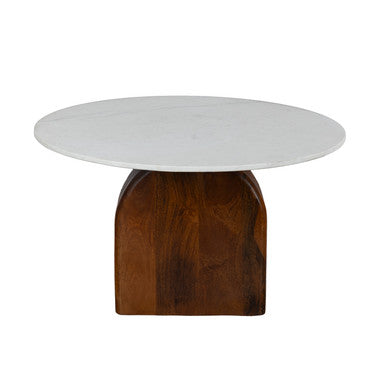 Solid Wood and Real Marble 36" Round Coffee Table