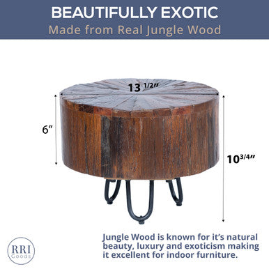 Round Jungle Wood Side Table