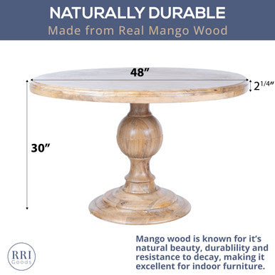 Round Pedestal Dining Table - 48x48
