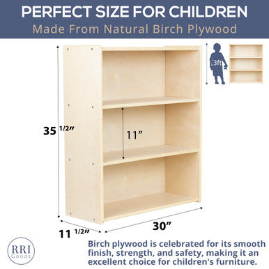 RRI Goods Birch Plywood 36" Bookshelf with 3 shelves