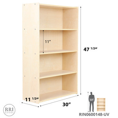RRI Goods 100% Birch Plywood 48" Bookshelf with 4 shelves
