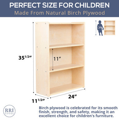 RRI Goods Montessori Birch Wood Folding Bookcase with Casters