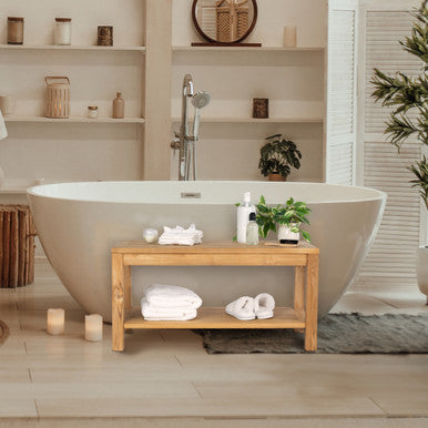 RRI Goods Teakwood Rectangular Patio Coffee Table With Storage