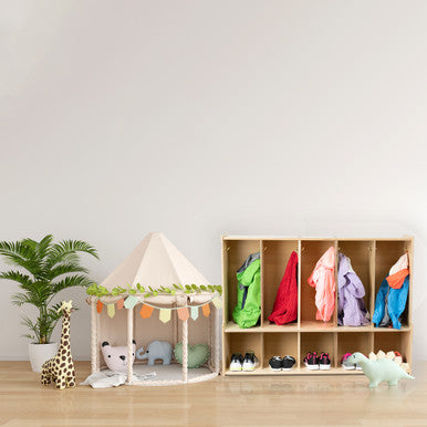 5-Section Coat Locker with Bench & Cubby Storage