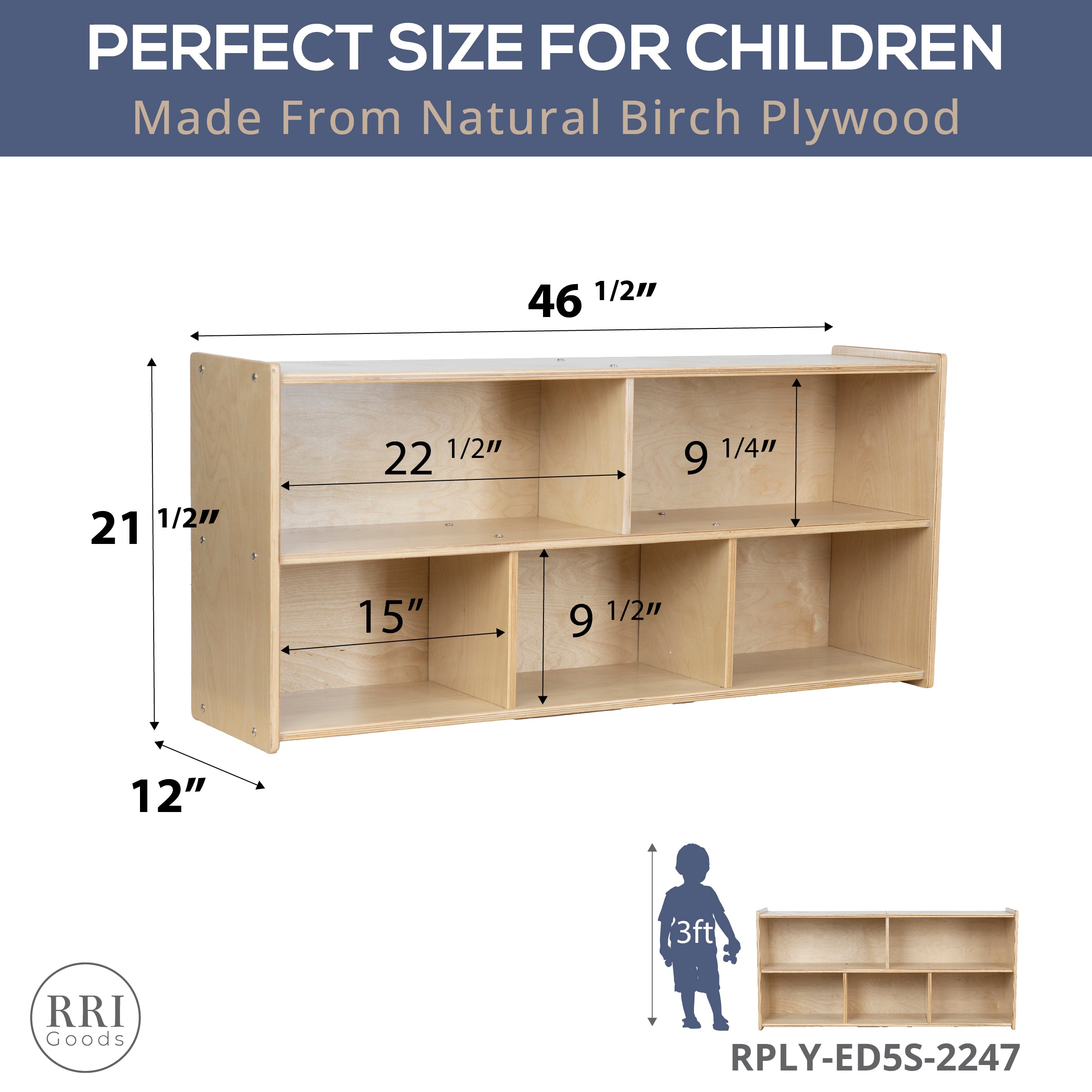 RRI Goods 5 Cubby Storage Unit- 22"H