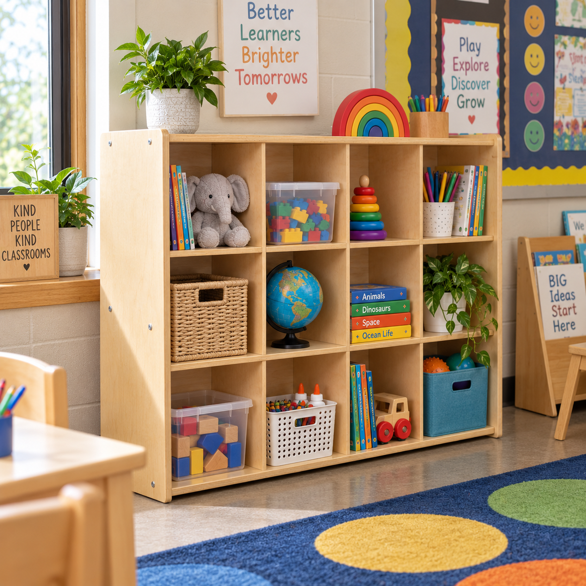 12-Cubby Storage Organizer for Kids | Birch Plywood Classroom Storage