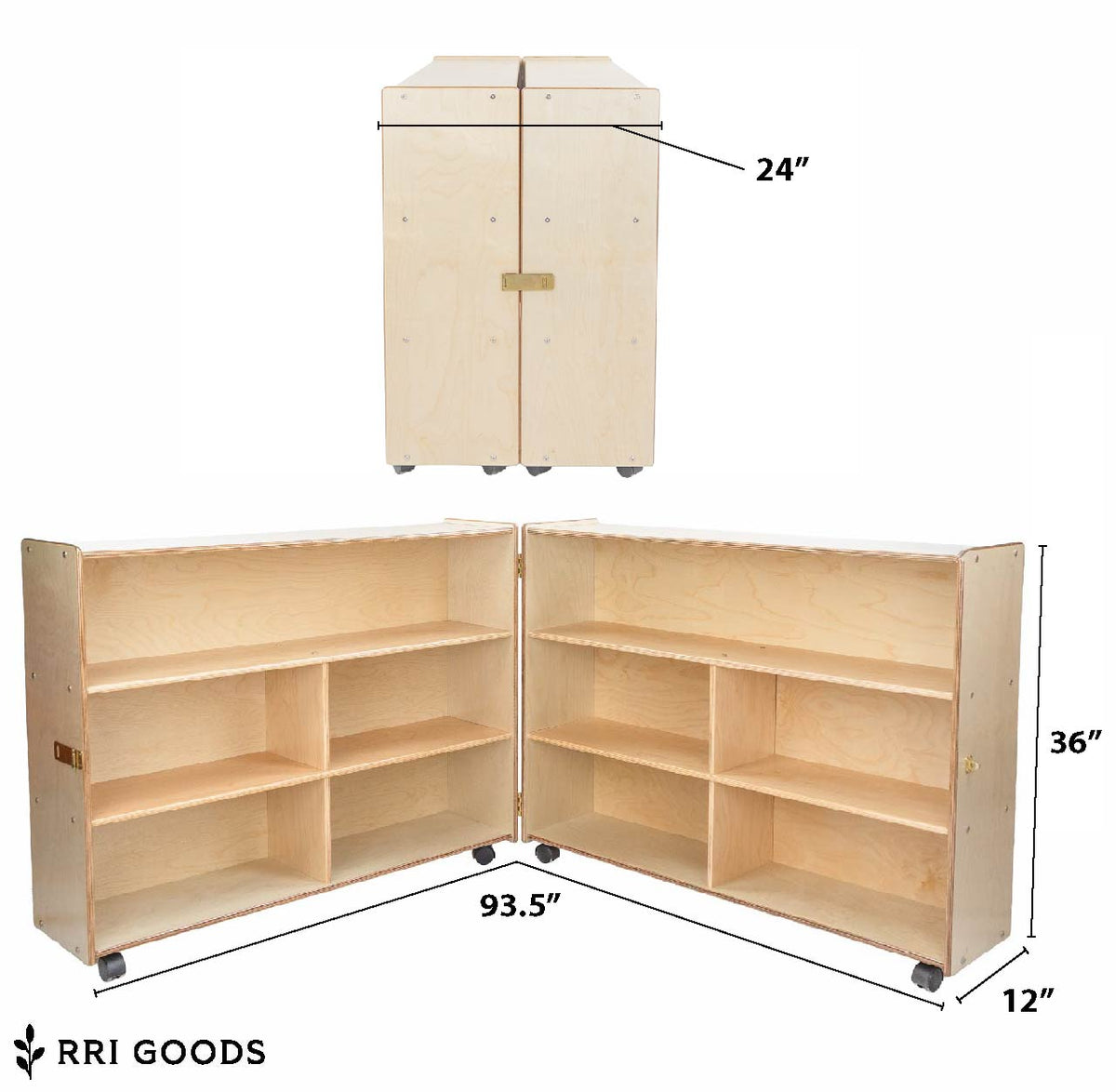 Mobile Folding Storage Cabinet – Classroom Storage Unit with Casters, Fully Assembled