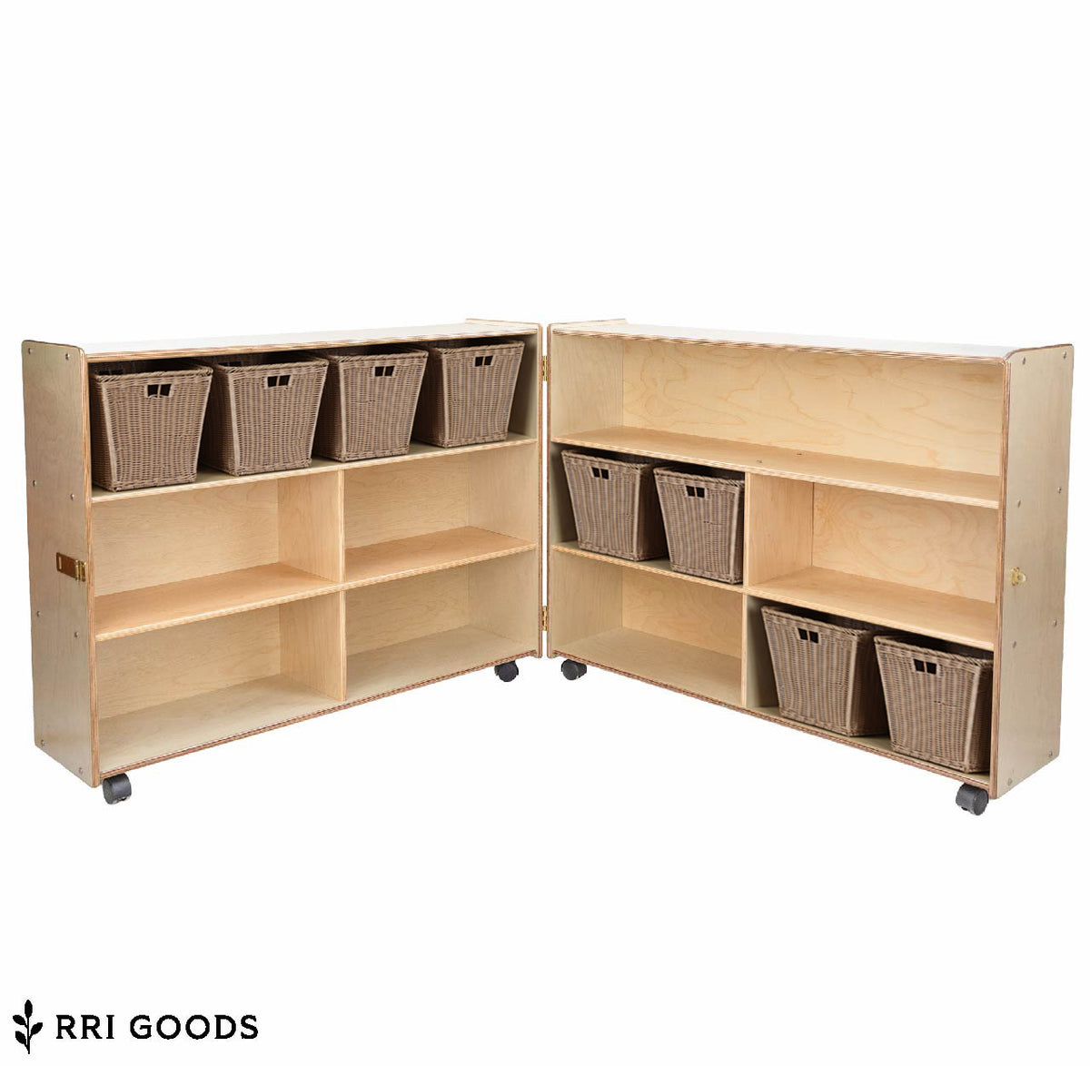 Mobile Folding Storage Cabinet – Classroom Storage Unit with Casters, Ready to Assemble