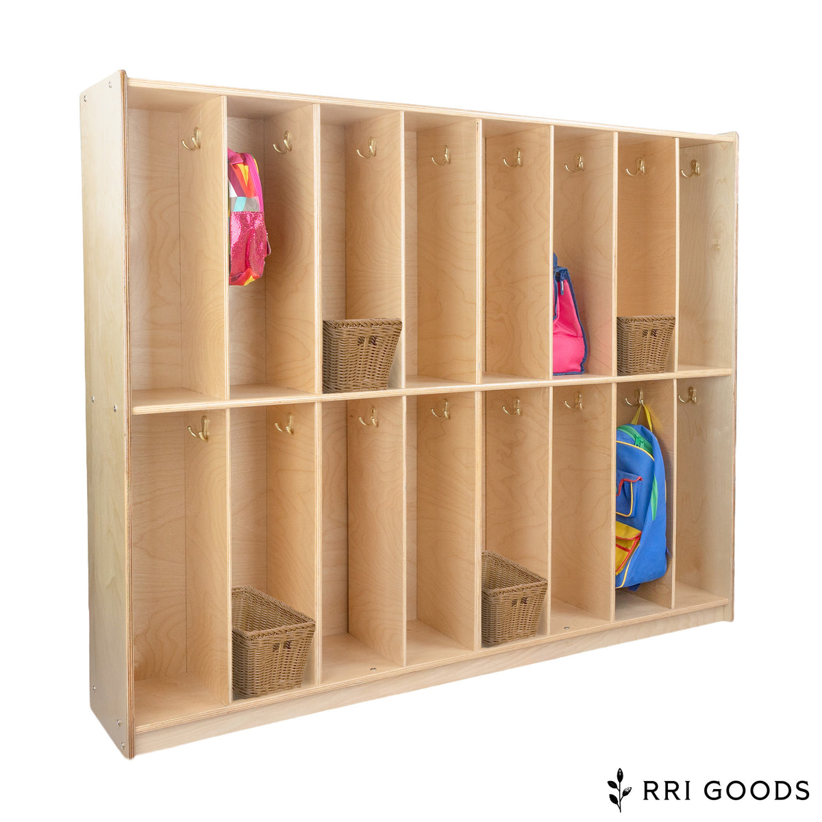 16-Section Kids Locker Storage Cabinet – School Locker with Hooks, Ready to Assemble