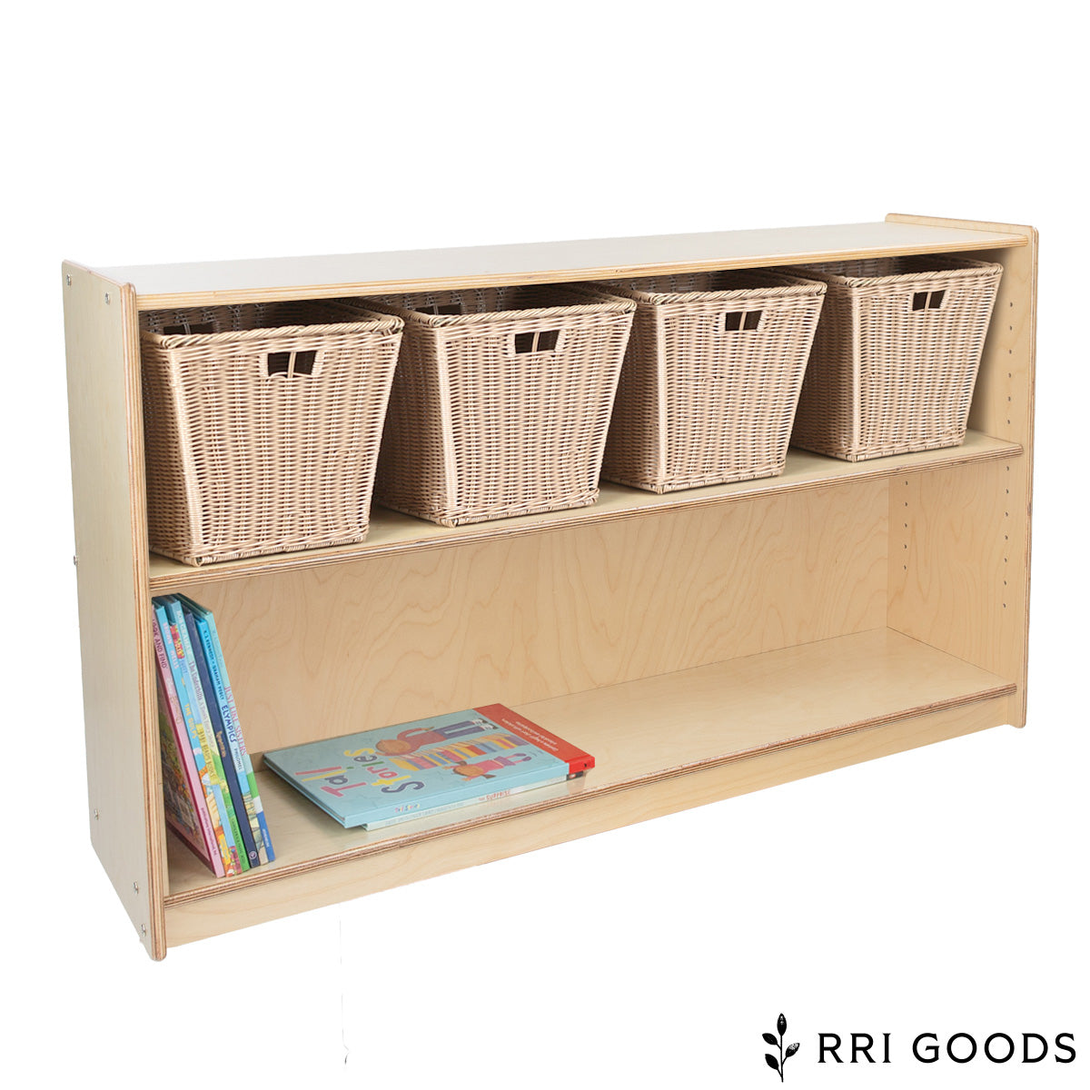 Adjustable Open Shelf Storage Cabinet – Fully Assembled Birch Plywood Classroom Organizer