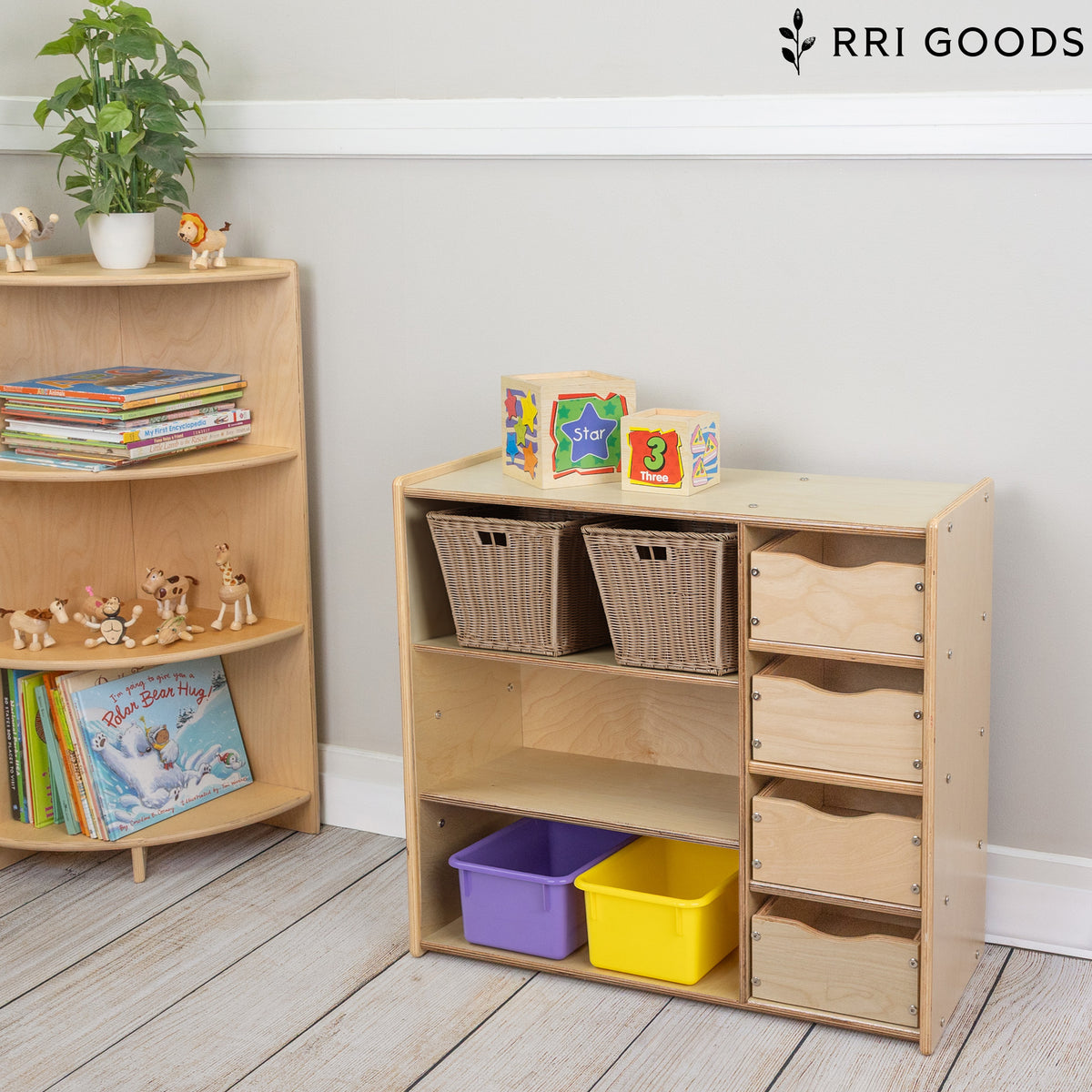 Kids Storage Center with Drawers – Toddler Toy Organizer with 3 Shelves, Ready to Assemble