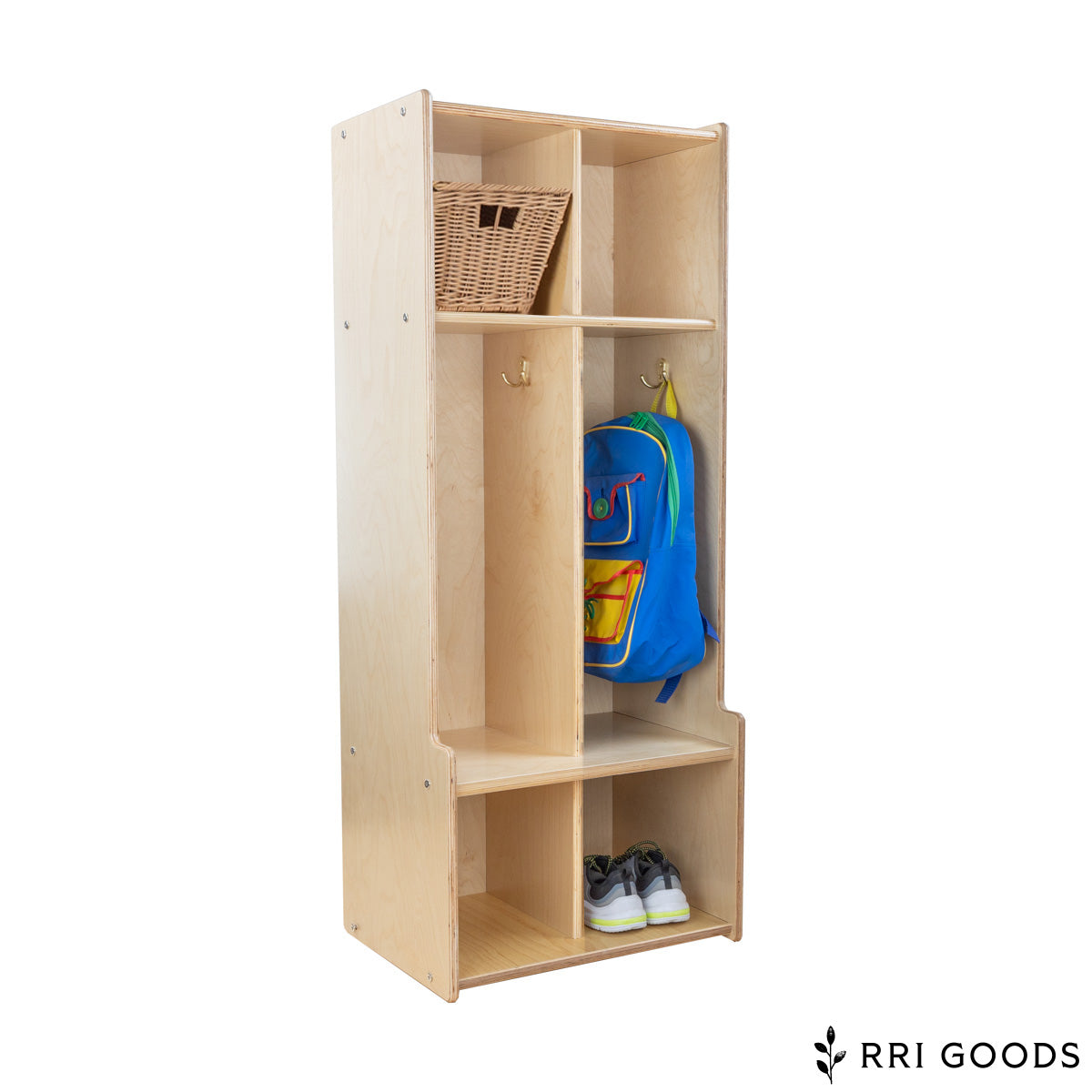 Kids Locker with Bench – Fully Assembled 2-Section Storage Locker