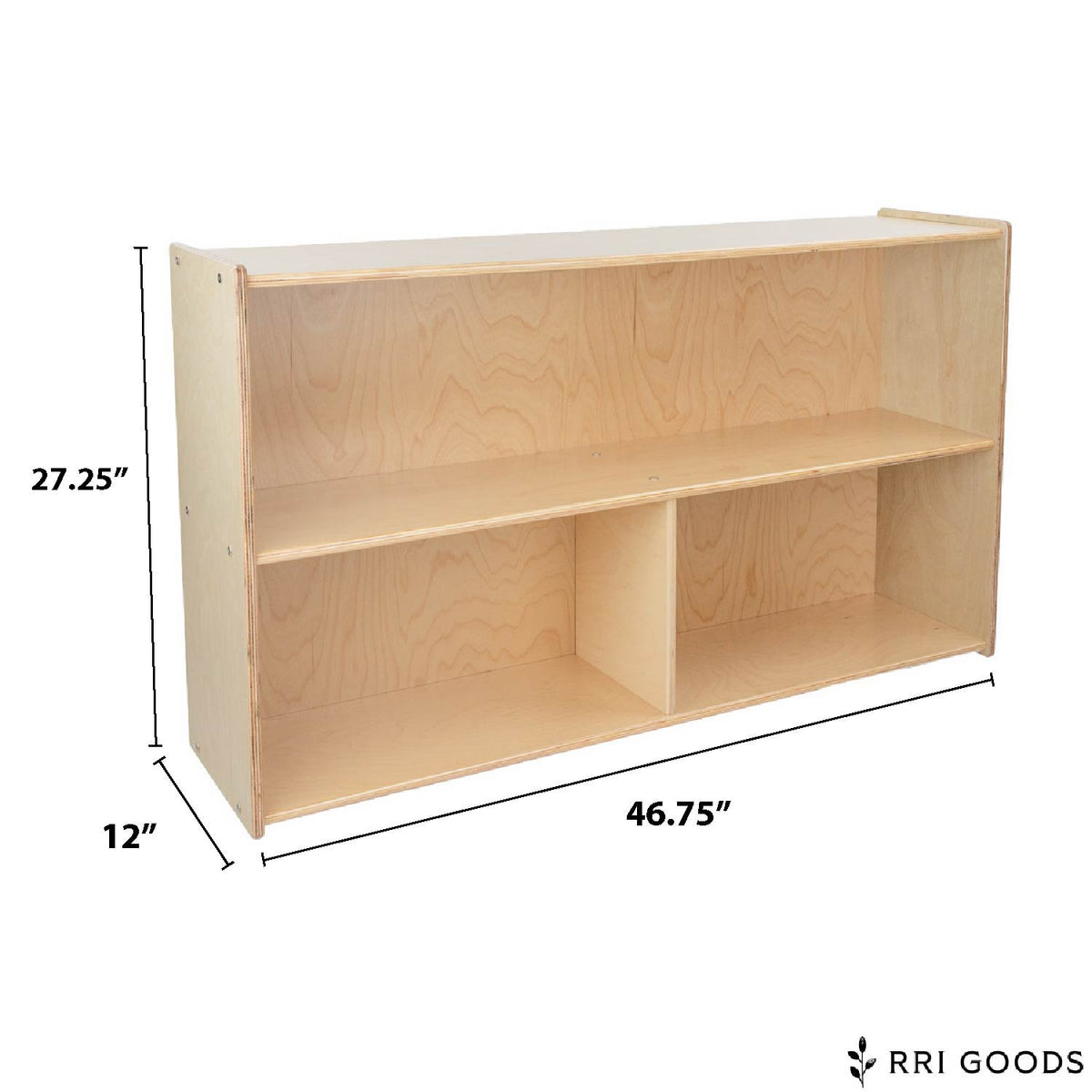 Low Open Shelf Storage Cabinet – Birch Plywood Classroom Organizer, Ready to Assemble