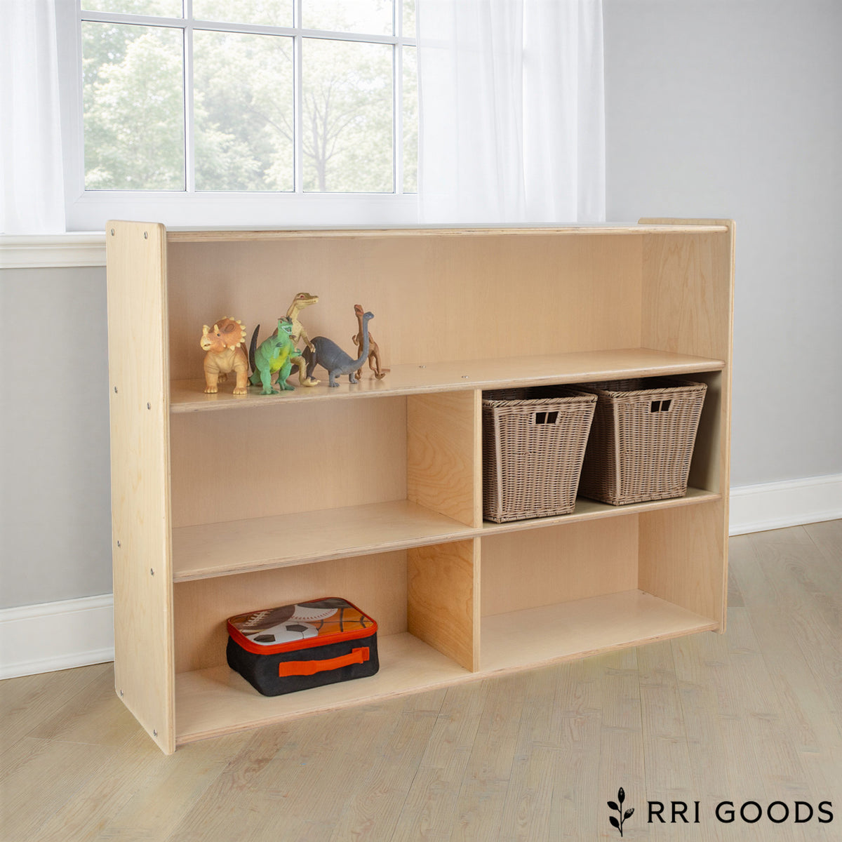 Open Shelf Storage Cabinet – Fully Assembled Birch Plywood Classroom Organizer