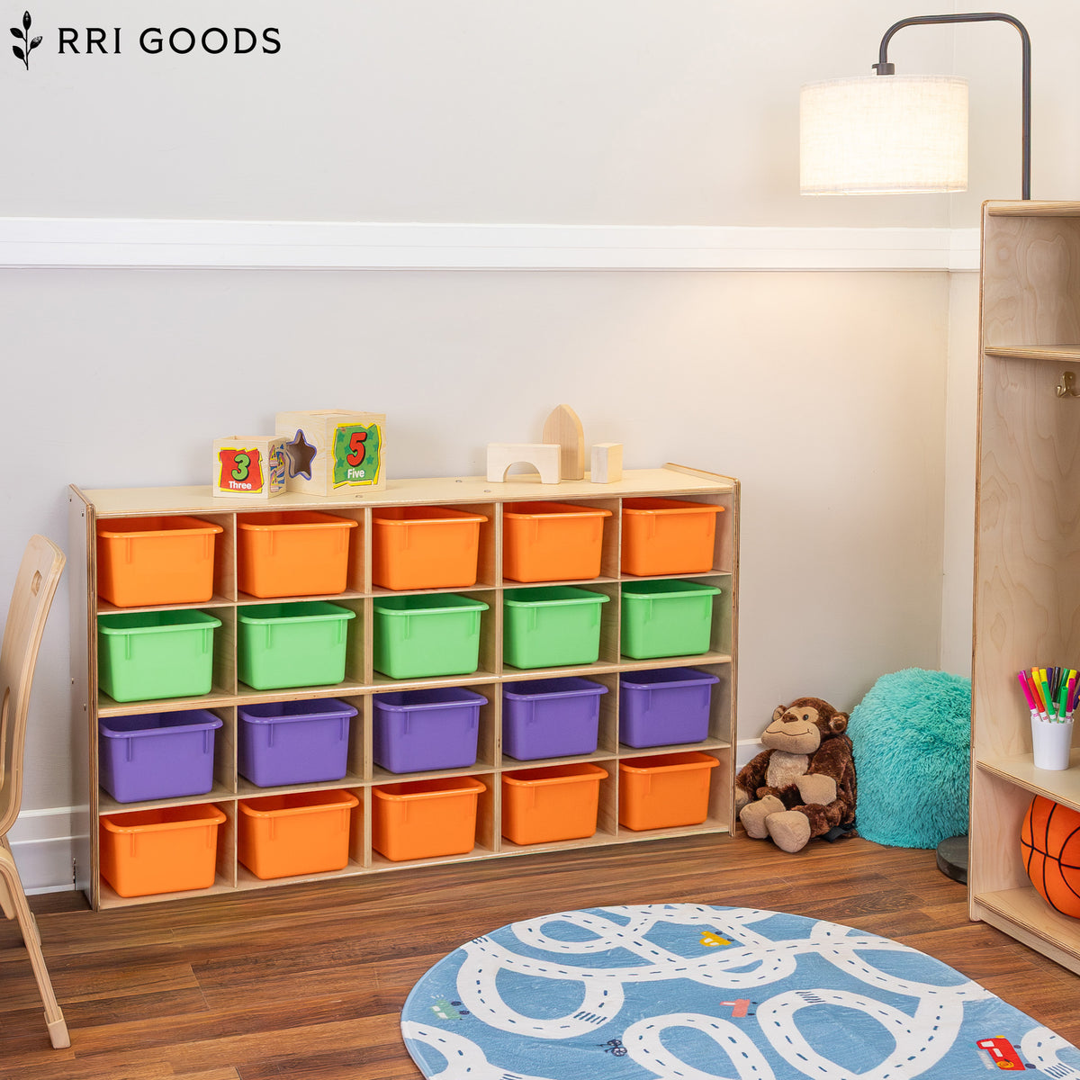 20-Cubby Storage Cabinet – Fully Assembled Kids Organizer with Pastel Trays