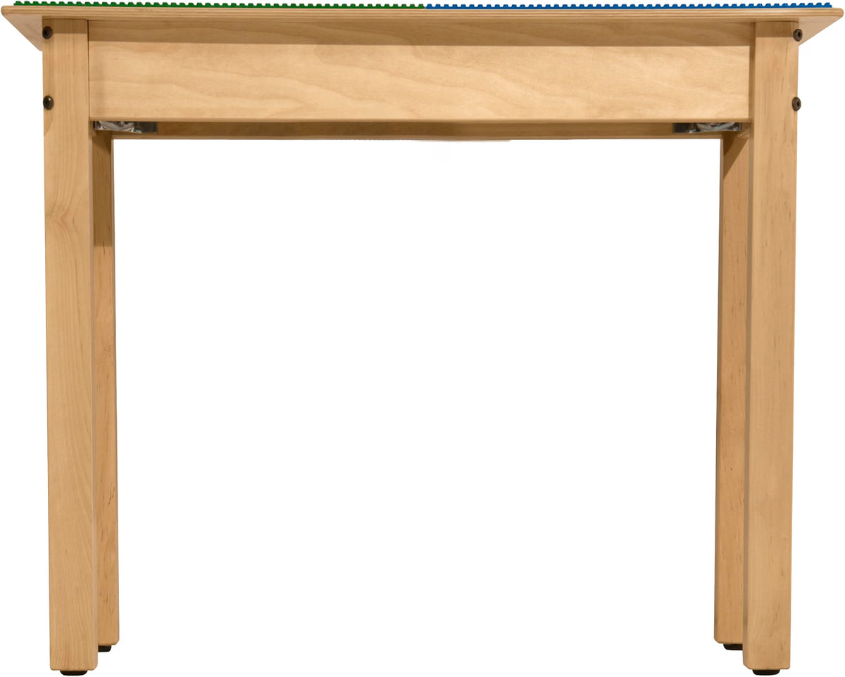 Rectangle Time-2-Play Table with a trough, along with 22" legs and a LEGO® Compatible Grid of BLUE/GREEN Color
