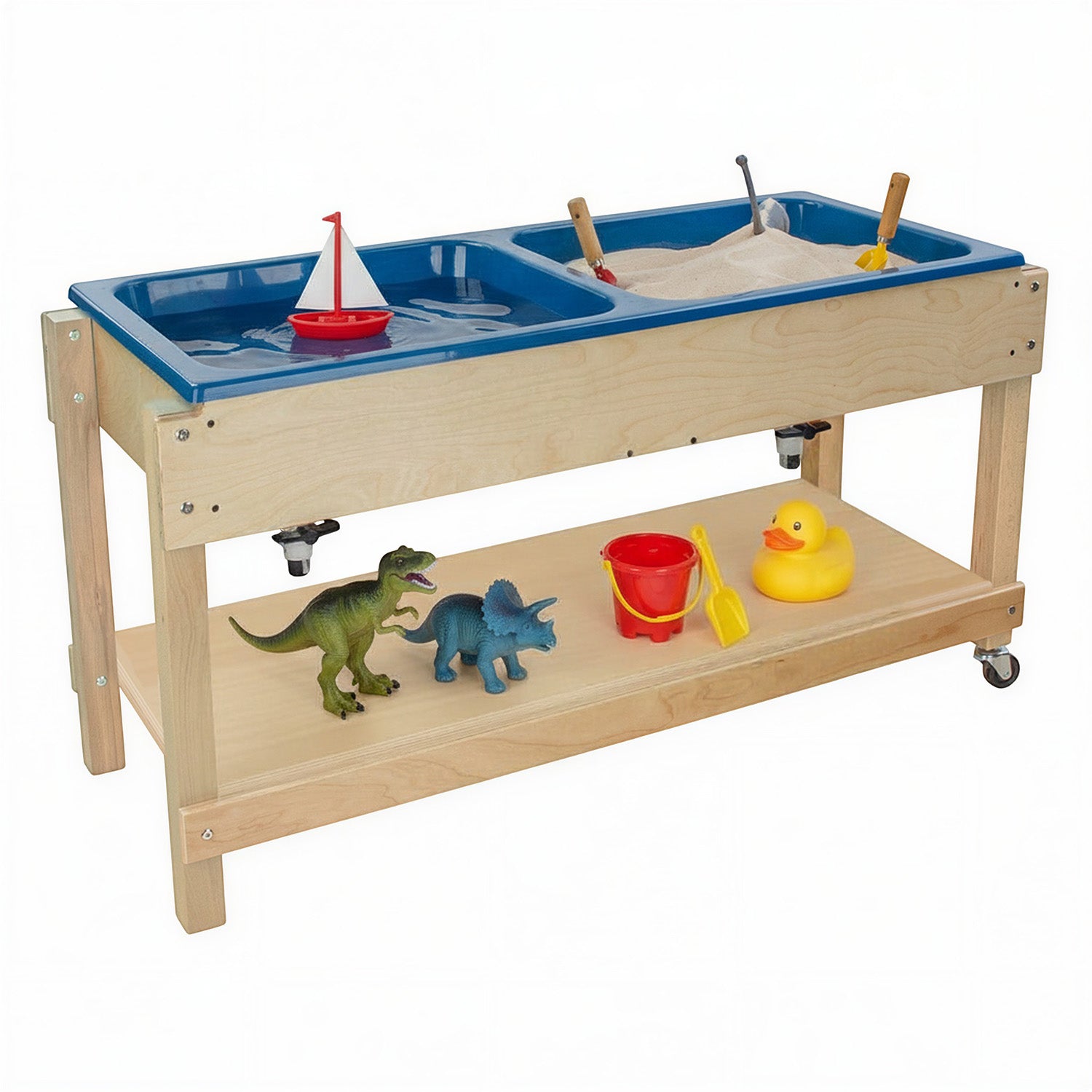 Sand and Water Activity Table with Double Divided Plastic Tub
