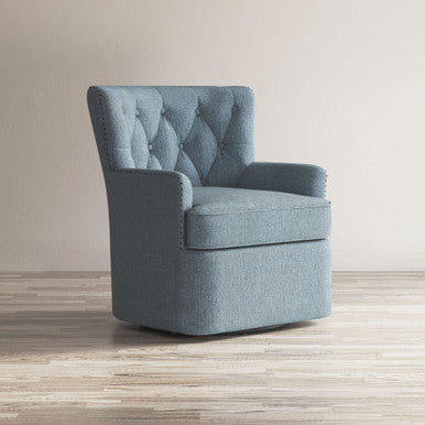 Bryce Transitional Upholstered Swivel Chair with Nail-head Trim