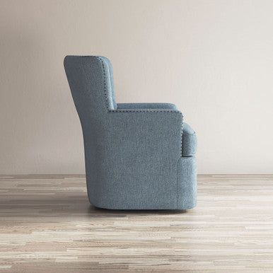 Bryce Transitional Upholstered Swivel Chair with Nail-head Trim