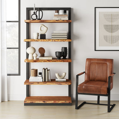 Maguire Modern Industrial Genuine Leather Sled Chair