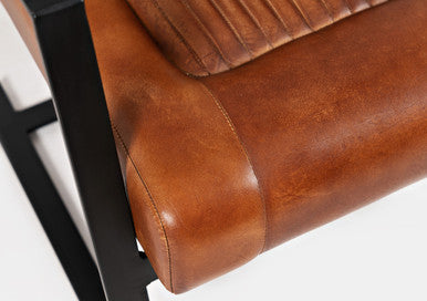 Maguire Modern Industrial Genuine Leather Sled Chair