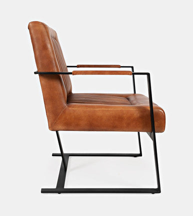 Maguire Modern Industrial Genuine Leather Sled Chair