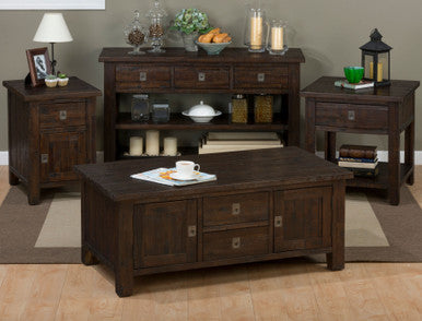 Lagoon Distressed Rustic Solid Acacia Square End Table