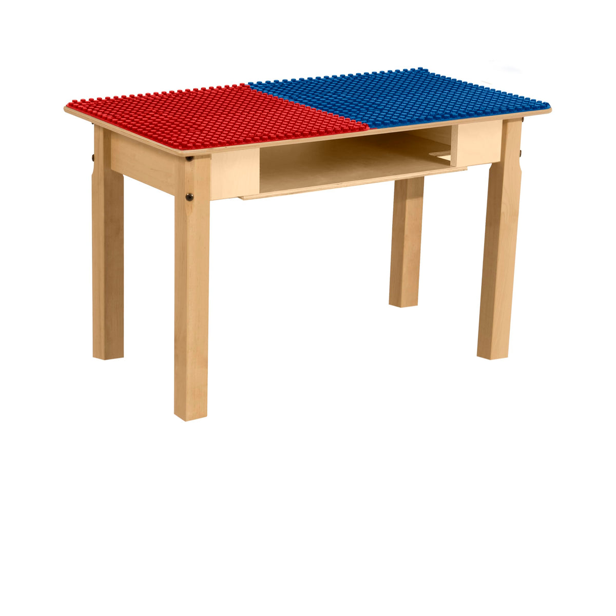 Rectangle Time-2-Play Table with a shelf, along with 20" legs and a DUPLO® Compatible Grid of RED/BLUE Color
