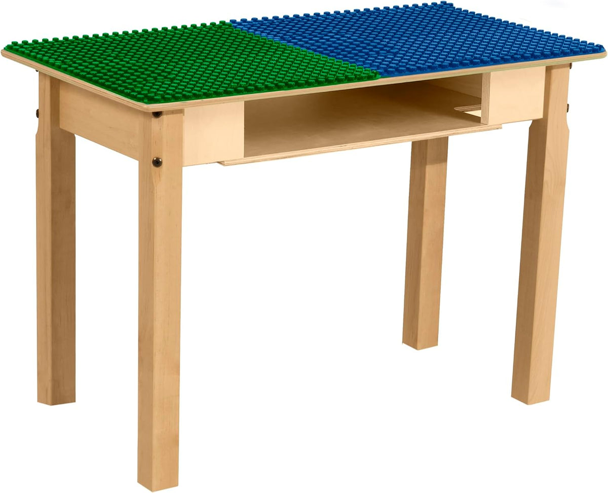 Rectangle Time-2-Play Table with a shelf, along with 20" legs and a DUPLO® Compatible Grid of BLUE/GREEN Color