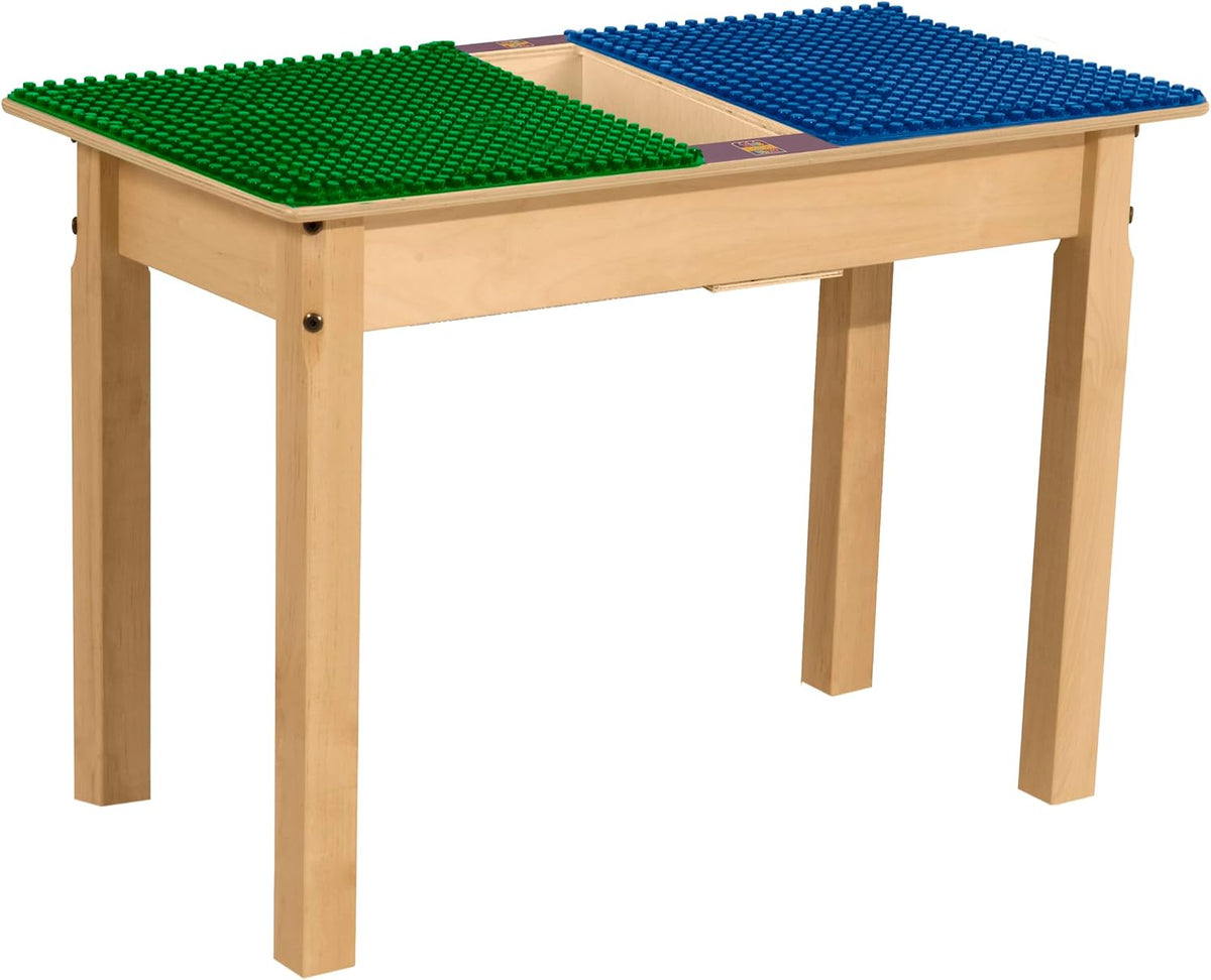 Rectangle Time-2-Play Table with a trough, along with 20" legs and a DUPLO® Compatible Grid of BLUE/GREEN Color