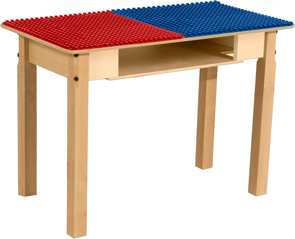 Rectangle Time-2-Play Table with a shelf, along with 22" legs and a DUPLO® Compatible Grid of RED/BLUE Color