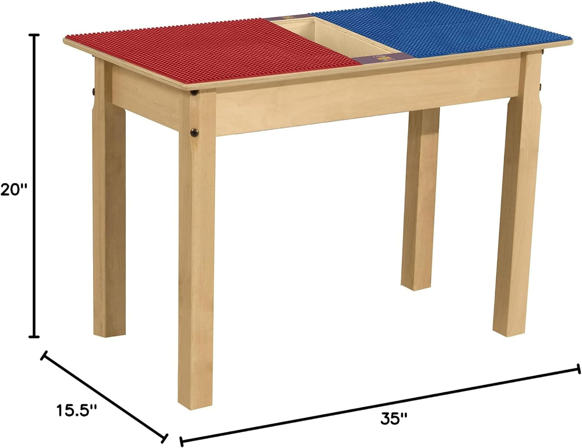 Rectangle Time-2-Play Table with a trough, along with 20" legs and a DUPLO® Compatible Grid of RED/BLUE Color