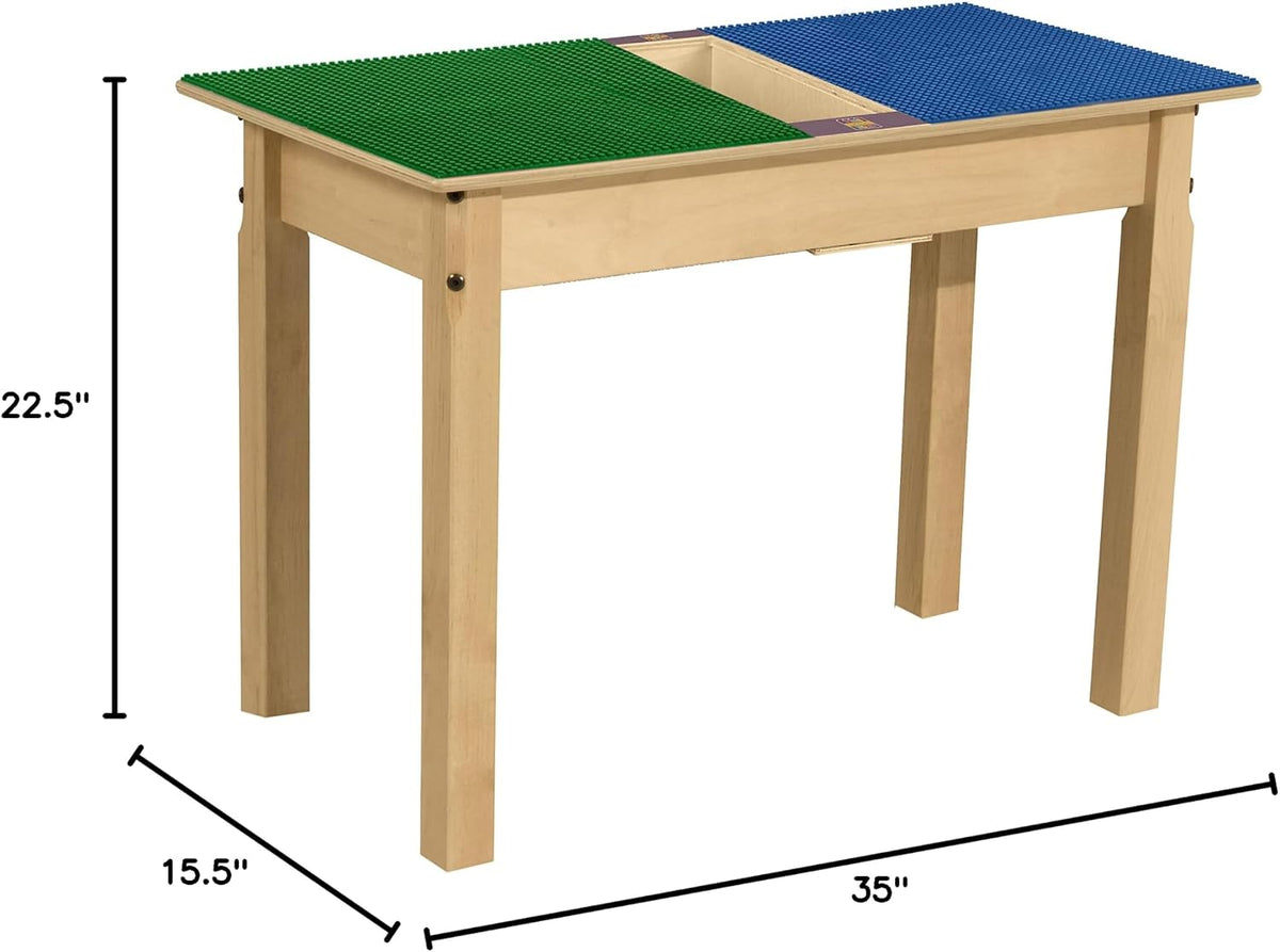 Rectangle Time-2-Play Table with a trough, along with 22" legs and a DUPLO® Compatible Grid of BLUE/GREEN Color