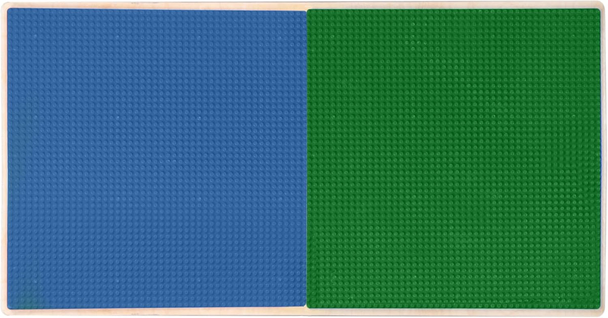 Rectangle Time-2-Play Table with a shelf, along with 16" legs and a LEGO® Compatible Grid of BLUE/GREEN Color