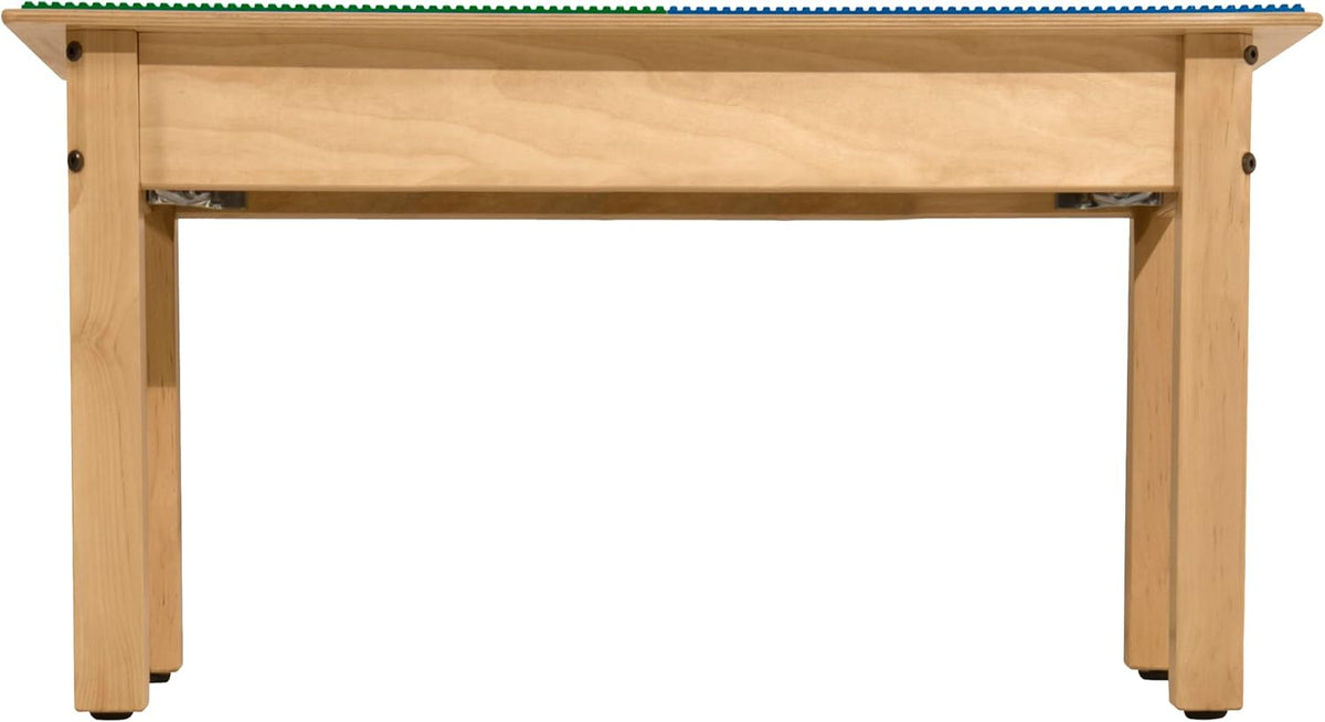 Rectangle Time-2-Play Table with a shelf, along with 14" legs and a DUPLO® Compatible Grid of BLUE/GREEN Color