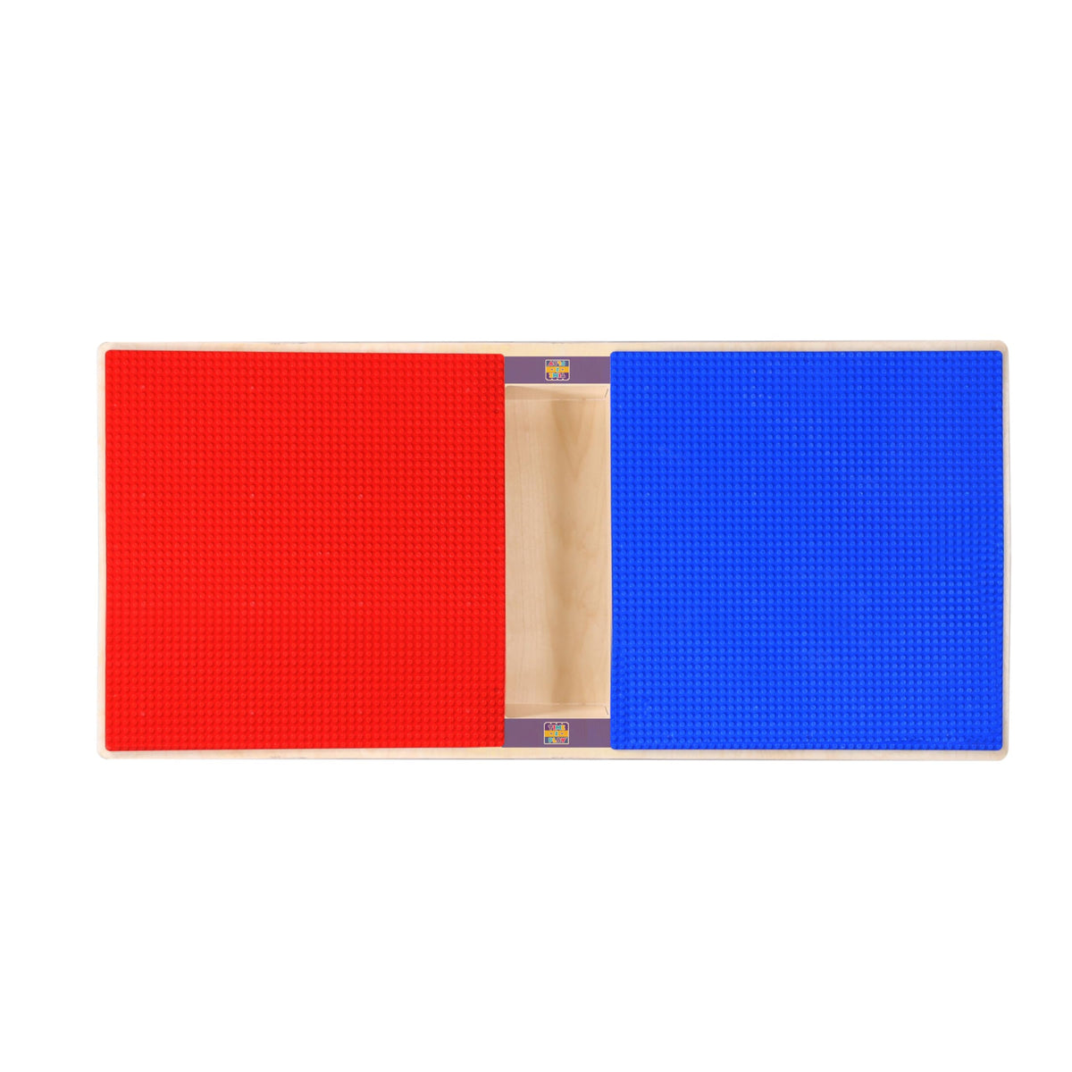 Rectangle Time-2-Play Table with a trough, along with adjustable 12"-17" legs and a LEGO® Compatible Grid of RED/BLUE Color