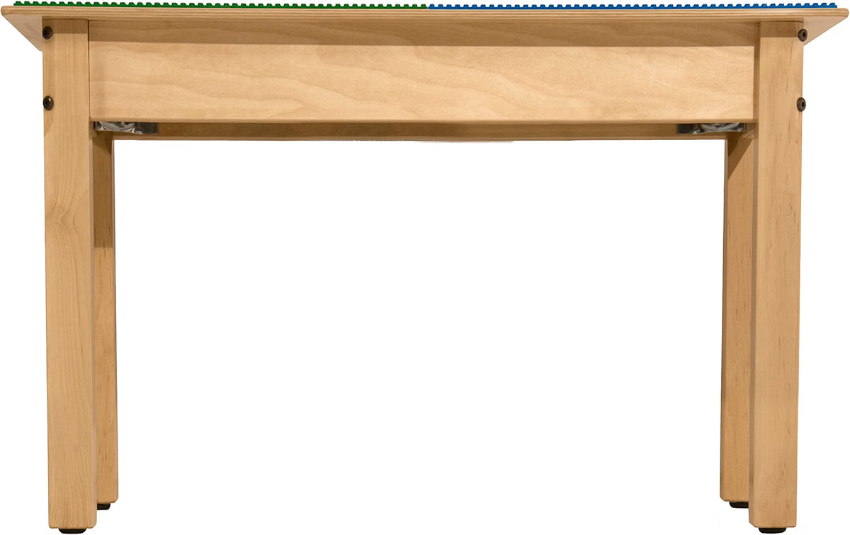 Rectangle Time-2-Play Table with a trough, along with 16" legs and a LEGO® Compatible Grid of BLUE/GREEN Color