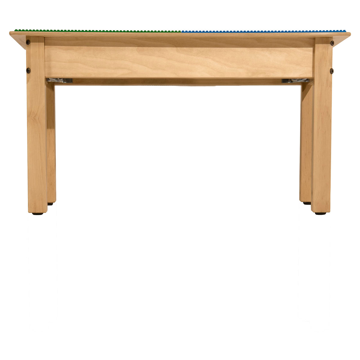 Square Time-2-Play Table with a trough, along with 14" legs and a DUPLO® Compatible Grid of BLUE/GREEN Color